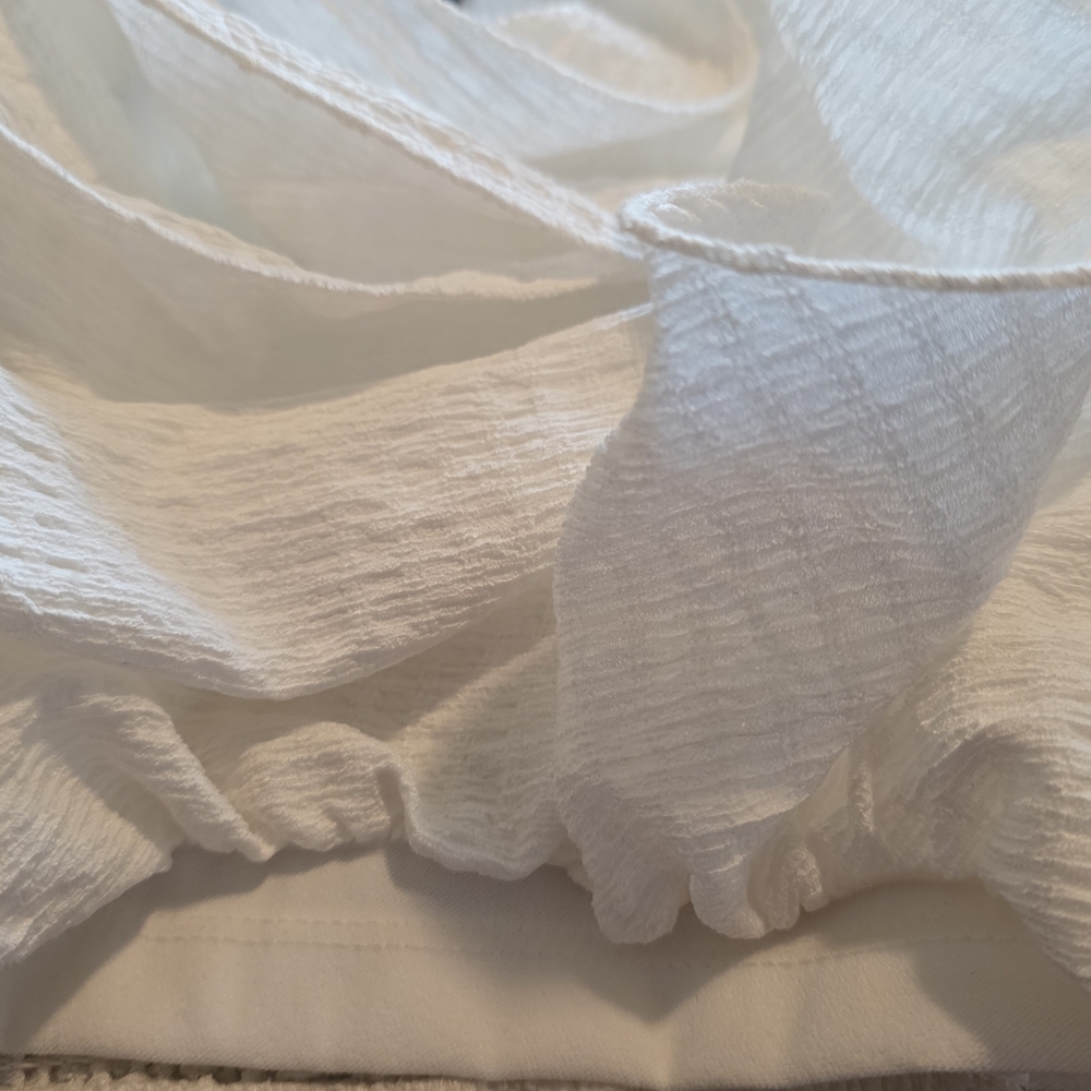 ZARA WHITE TIERED RUFFLE KNIT TOP - Picture 10 of 12